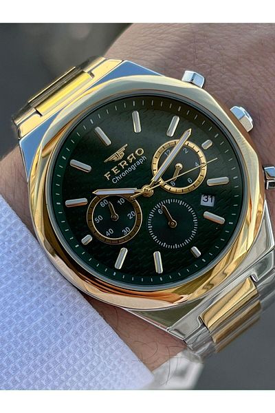 FERRO Steel Cord Inner Functions 30 Mt Waterproof Men's Wristwatch with Active Calendar EFM31458-D6