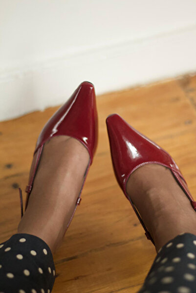 Minaj Store Kiko Claret Red Patent Leather Women's Heeled Shoes