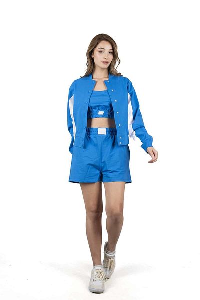 Lefon Cropped Suit with Blue Jacket and Shorts