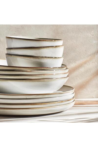 IKEA 16 Parça GLADELİG Yemek Takımı MeridyenDukkan Gri Renk Modern Set Stoneware
