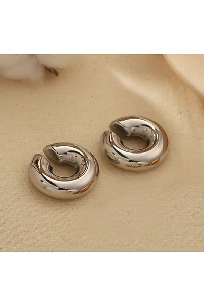 Rachel Silver Thick Pipe Plate Cartilage Earrings, Ring Cartilage-Double Pieces
