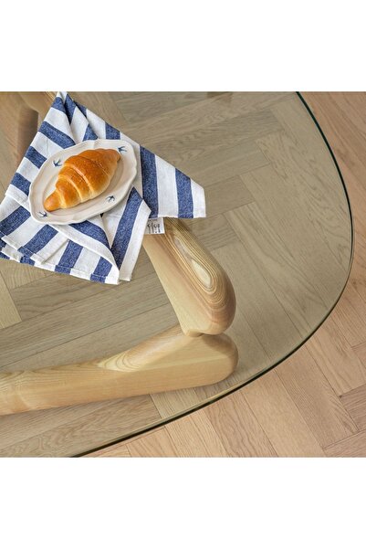 Eriza Home 1021, Yeni Nesil Modern Elips Geometrik Orta Cam Sehpa, Naturel