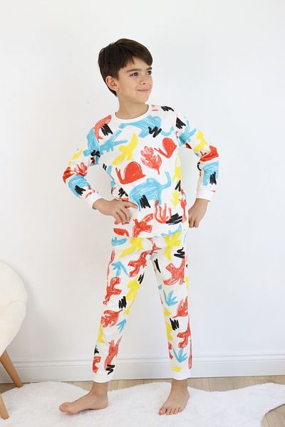 Harika KIDS Boy's Printed Interlock Fabric Long Sleeve Pajamas Set