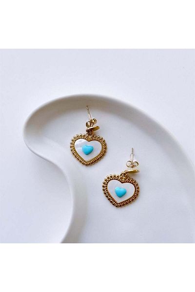 Vesce Atelier Blue Heart Earrings