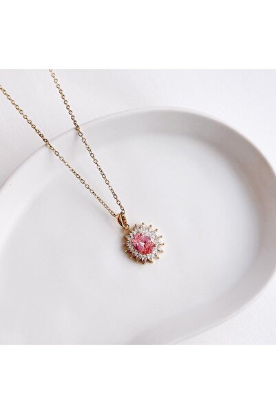 Vesce Atelier قلادة كوارتزو روزا من الفولاذ