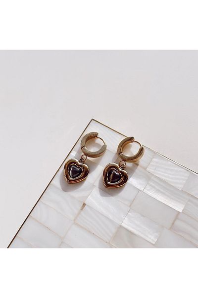 Vesce Atelier Pears hert steel earrings