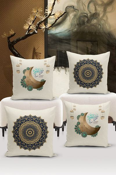 Bertille Home Ramadan Series Double Side Digital Printed Σετ 4 Μαξιλαροθήκης Ριχτάρι (Σετ Κάλυμμα Μαξιλαριού Ramadan)