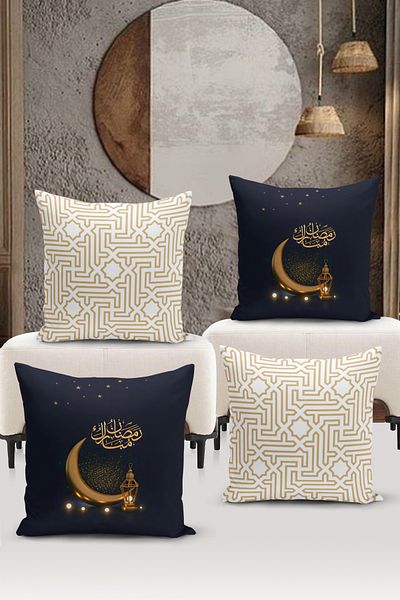Bertille Home Ramadan Series Double Side Digital Printed Σετ 4 Μαξιλαροθήκης Ριχτάρι (Σετ Κάλυμμα Μαξιλαριού Ramadan)