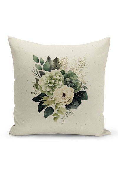 Bertille Home Flower/Vintage Series Double Sided Digital Printed 4-Piece Throw Pillow Case Set (Cushion Cover Set)