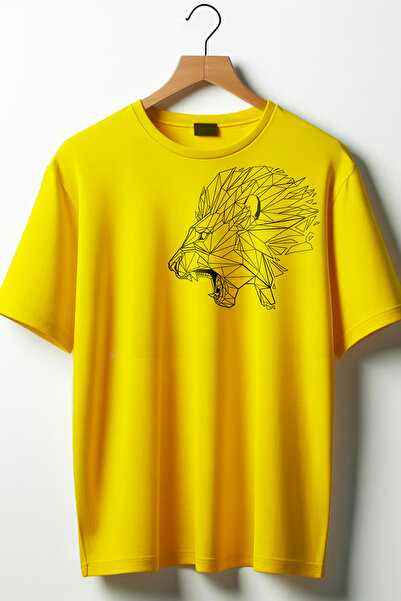 Vordevia Lion Štampano okrugla kragna Oversize kroj Unisex majica