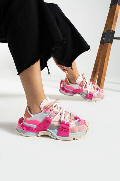 İnan Ayakkabı Dolce Women's Fuchsia/Powder/Color Sports & Senakers Shoes (5 CM)