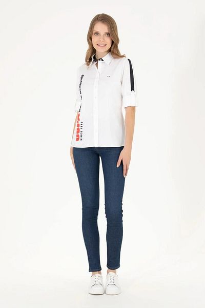 U.S. Polo Assn. Cămașă albă cu mânecă lungă pentru femei G082SZ004.0001575729.VR013