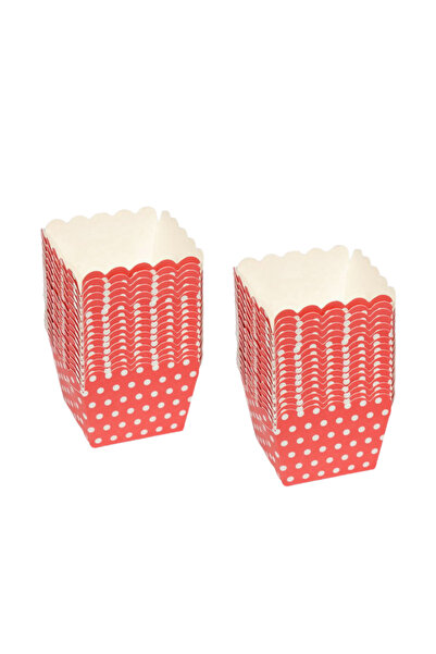 PASTRY PLANET مجموعة كبسولات من الورق المقوى المربع باللون الأحمر المنقط (30 ...