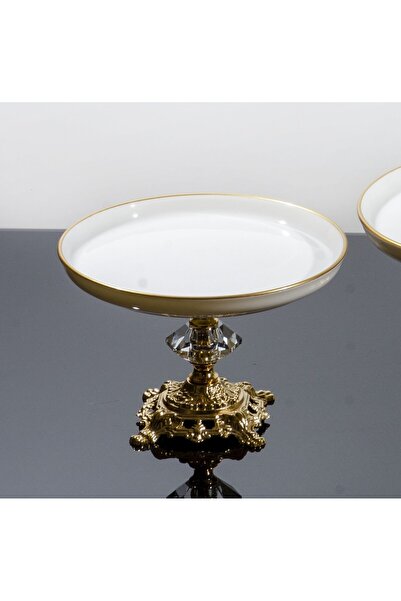 BULUTHOMEAKSESUAR حامل عرض بورسلين بأرجل مصبوبة 21 سم ذهبي