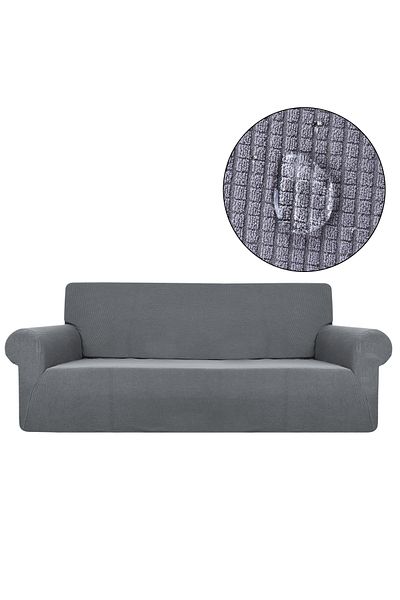 UYUMEV Bamboo 3-Seater Piticarre Licra Seat Cover. Stretch Tire Cheekyat Sofa Cover. 1 Ad. Dark Gray