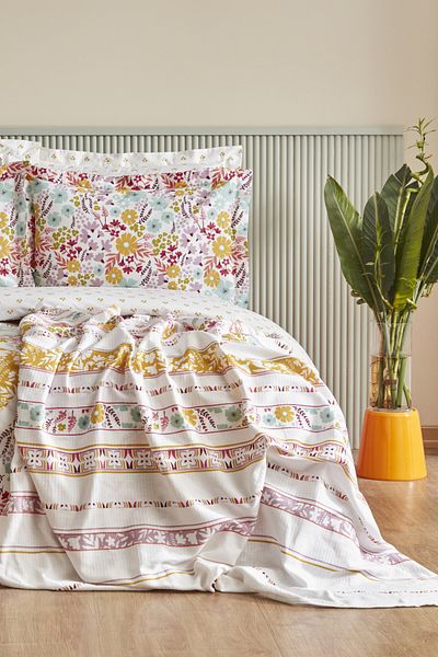 Karaca Home Set cuvertură de pilota dublă Nido Multicolor 100% bumbac