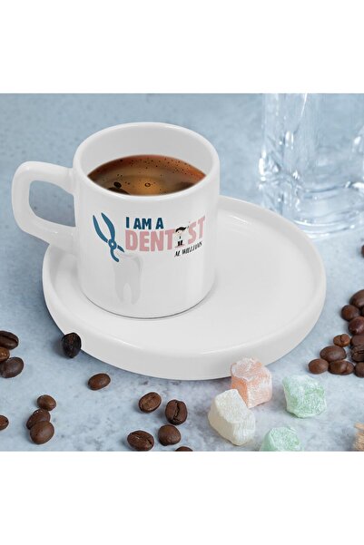 Bk Gift Kişiye Özel Sunum Tabaklı Diş Hekimi Tasarımlı Kahve Fincanı-1, Sevgi...