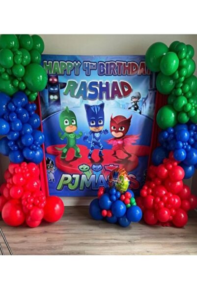 party mix PJ Mask Balon PJ Maskeliler Doğum Günü Konsepti Balon Zincir Set 65'li