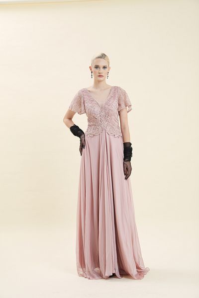 VERDA V-Neck Embroidered Evening Dress