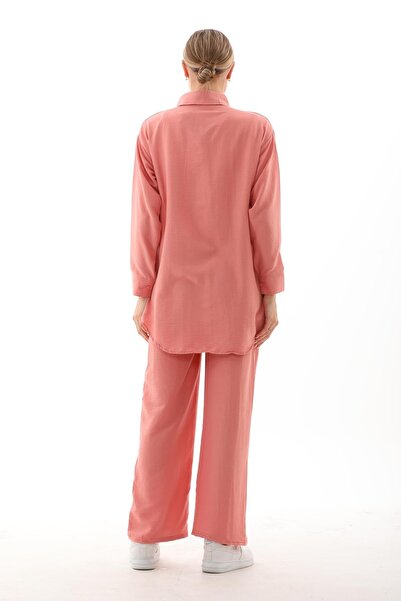 WestBound Women's Jewelled Hijab Double Summer Tunic Trousers Bottom and Top Set - Salmon