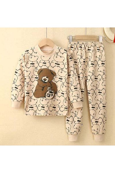 naynes 100% Cotton Seasonal Long Sleeve 2-Piece Pajamas Set for 5 Years Old Girls and Boys - Cute Teddy Bear