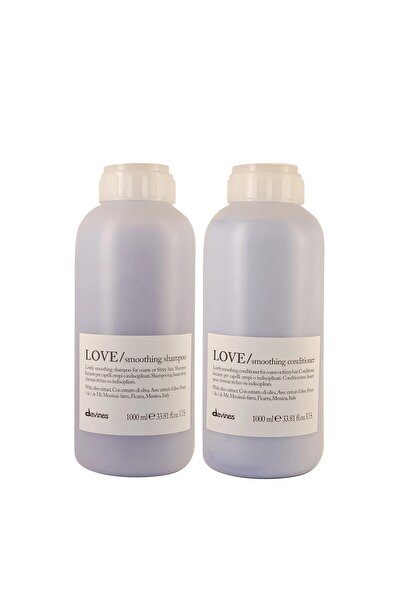 Davines Love Smoothing Shampoo Kıvırcık Saçlar İçin Pürüzsüzleştirici Şampuan1000ml Ve Saç Kremi 1000ml CYT3