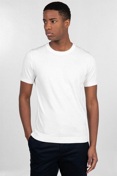 Tudors Ανδρικό Slim Fit Slim Fit Βαμβακερό πλεκτό T-shirt Λευκό Crew Neck