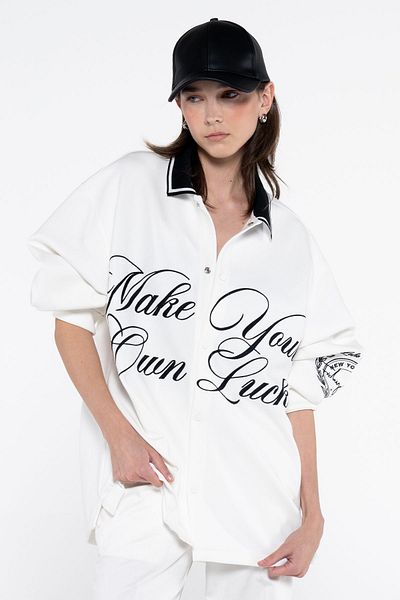 Friday Offset Γυναικείο μπουφάν Denis Off-White Oversize πουκάμισο