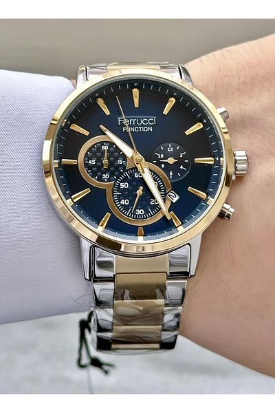 Ferrucci Men's Multifunctional Metal Band Wristwatch