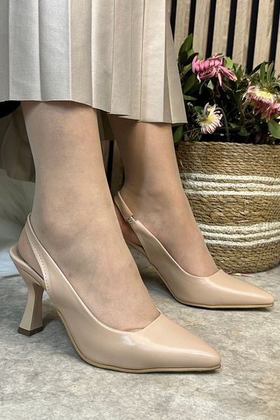 İmerShoes Ежедневни дамски обувки с остър връх, обикновени, без шарки, тънък ток с каишка за врата, модел Zara, вечерни обувки 101B