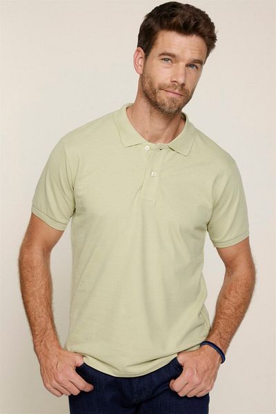 Tudors Ανδρικό μπλουζάκι Slim Fit Slim Fit 100% βαμβακερό απλό πικέ πράσινο γιακά μπλουζάκι