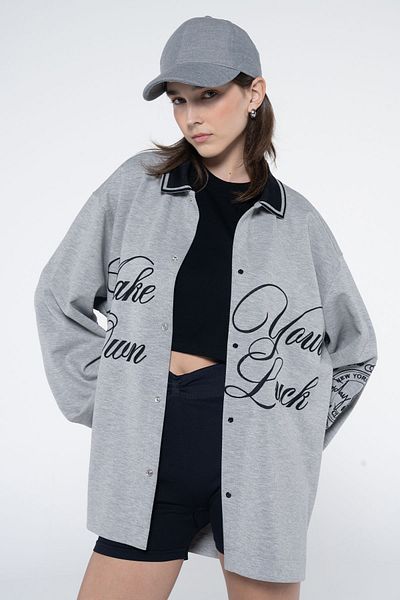 Friday Offset Γυναικείο μπουφάν Denis Grey Melange Oversize