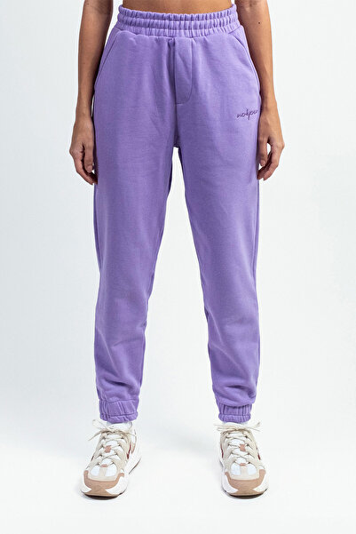 No1You Beli Bağcıklı Şardonlu %100 Pamuk Lila Unisex Jogger Pantolon