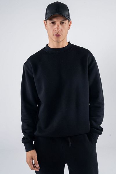 Friday Offset Ανδρικό φούτερ Monica μαύρο Oversize Crew Neck