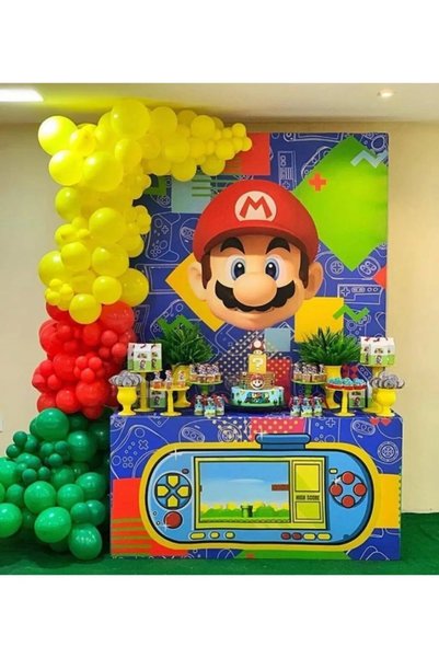 party mix Super Mario Birthday Balloon Chain Set Super Mario Birthday Concept 65 Balloon Set