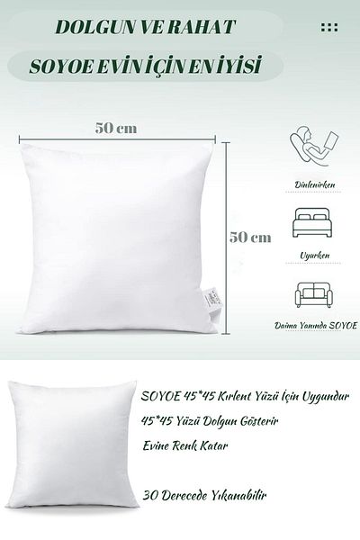 Soyoe Pro 2 Pieces Ultra Plump Square Throw Pillow Inner Pillow Fiber Can Be Washed Suitable for 45*45 Throw Pillow