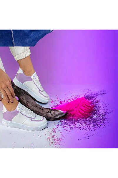 Pretty Girl Pantofi sport și pantofi sport pentru femei, liliac-alb, cu talpă de aer (talpă de 3 cm)