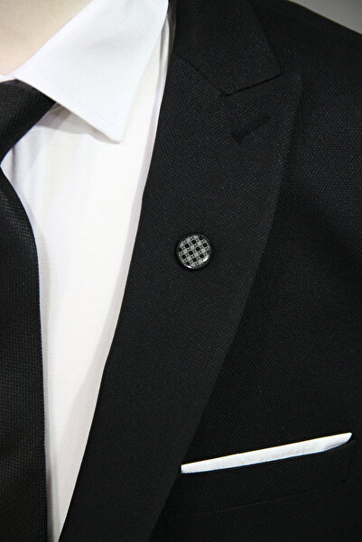 Elegante Cravatte Siyah Renk Ceket Yaka İğnesi Rozet Broş