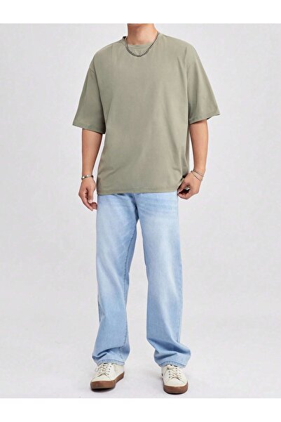 Mad&Calf Ανδρικό κοντομάνικο βαμβακερό μπλουζάκι Basic Oversize