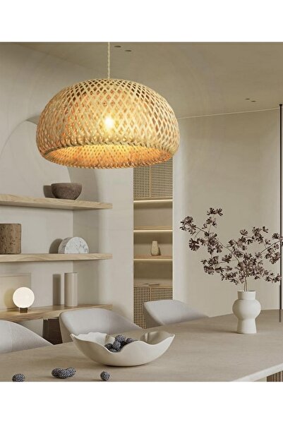 Farah El Yapımı Yuvarlak Bambu Avize