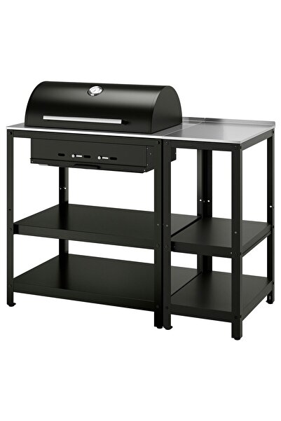 IKEA kömürlü barbekü, paslanmaz çelik-siyah, 125x61 cm
