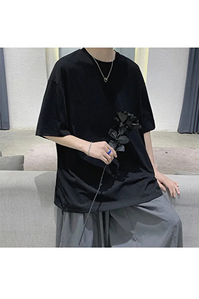 EVIus Tricou oversize cu mânecă joasă pentru bărbați