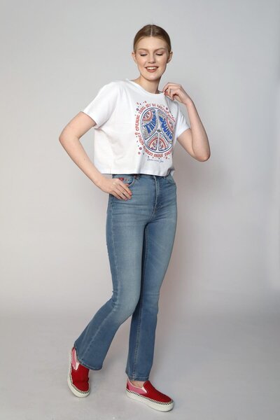 Lee Cooper Tricou Casey pentru damă, cu decolteu O, alb