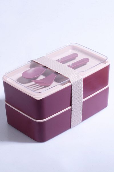 Porselen Diyarı 2 Tiers Microwave Compatible Food Storage Container Lunch Box Athlete Student School Workplace Lunch Box