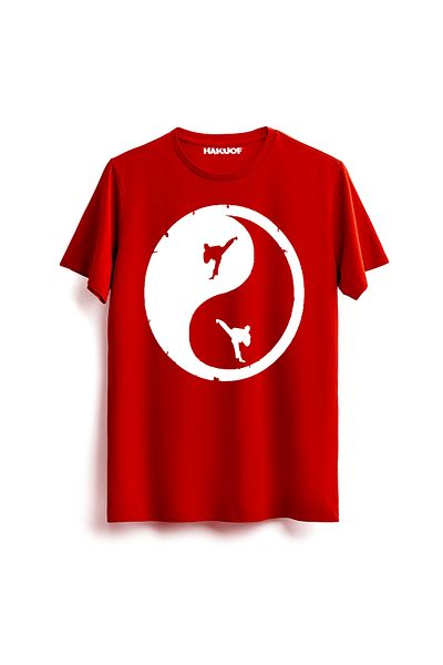 hakuof Μπλουζάκι με μπλουζάκι Yin Yang Kick Taekwondo Karate Judo Kungfu Aikido
