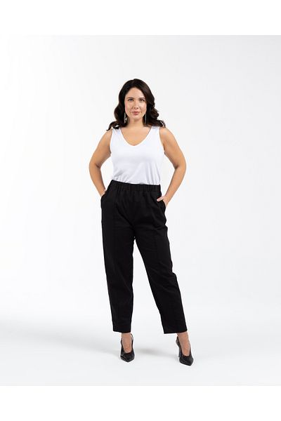 LUOKK Pia Carrot Linen Trousers with Elastic Waist