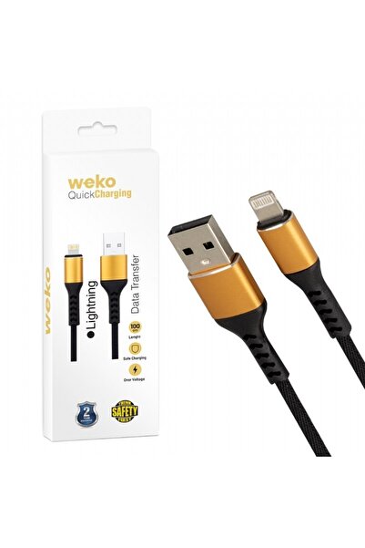 Genel Markalar WK-22025 USB TO LIGHTNING ÖRGÜLÜ SİYAH ŞARJ KABLOSU (NO:14)