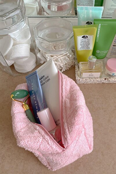 BAHELS Rózsaszín törölköző szuper méretű sminktáska