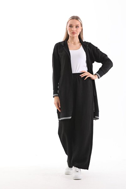 WestBound Women's Hijab Summer Sweat Trousers Bottom Top Double Set - Black