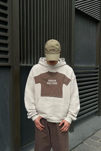 Flaw Wear Flaw Atelier 500 GSM Premium Baby Pieced Beige Oversize Sweatshirt